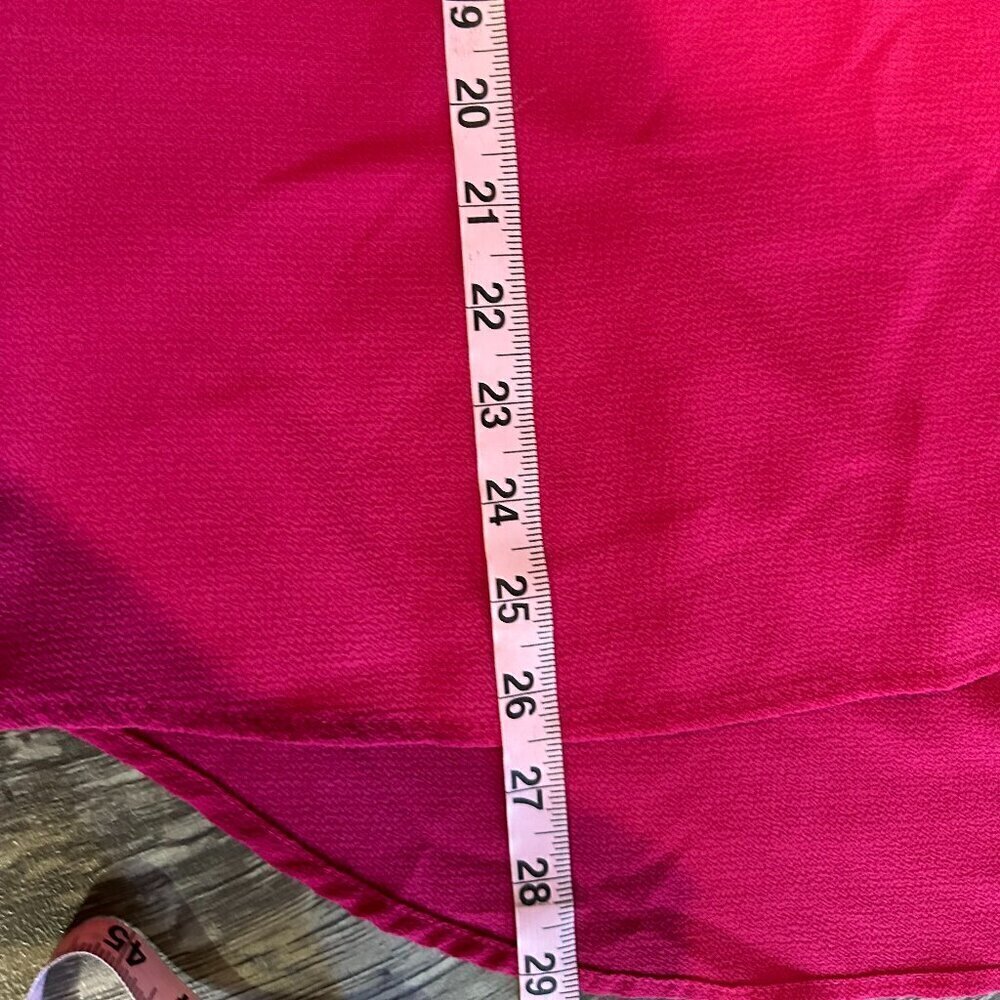 Hot Pink 3/4 Sleeve Women's Blouse Gold Zipper - Picture 6 of 9